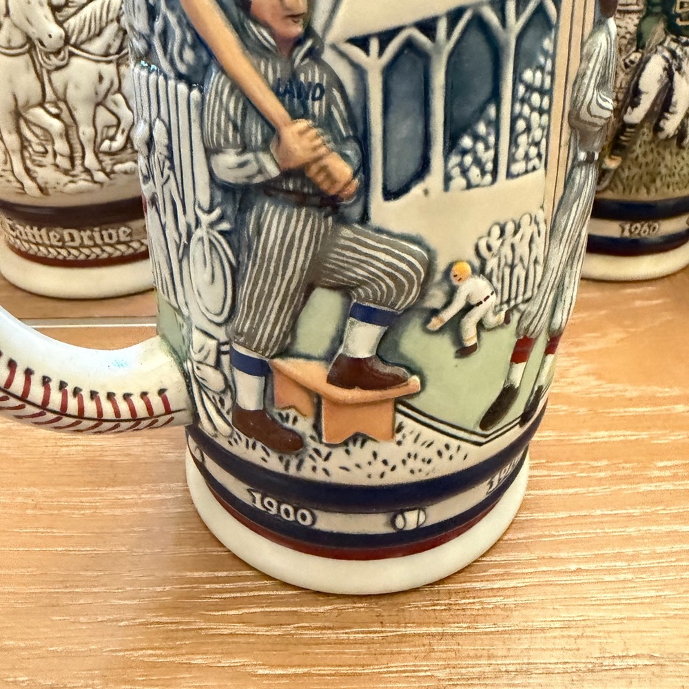 Vintage Style Baseball Ceramic Stein with Batter Motif